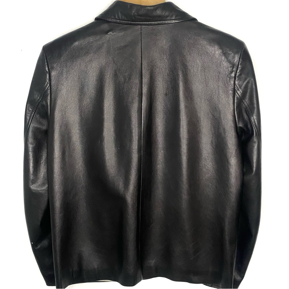 Vintage J.Crew Women’s Black Button Front Genuine Leather Jacket Made In USA M - Picture 5 of 9